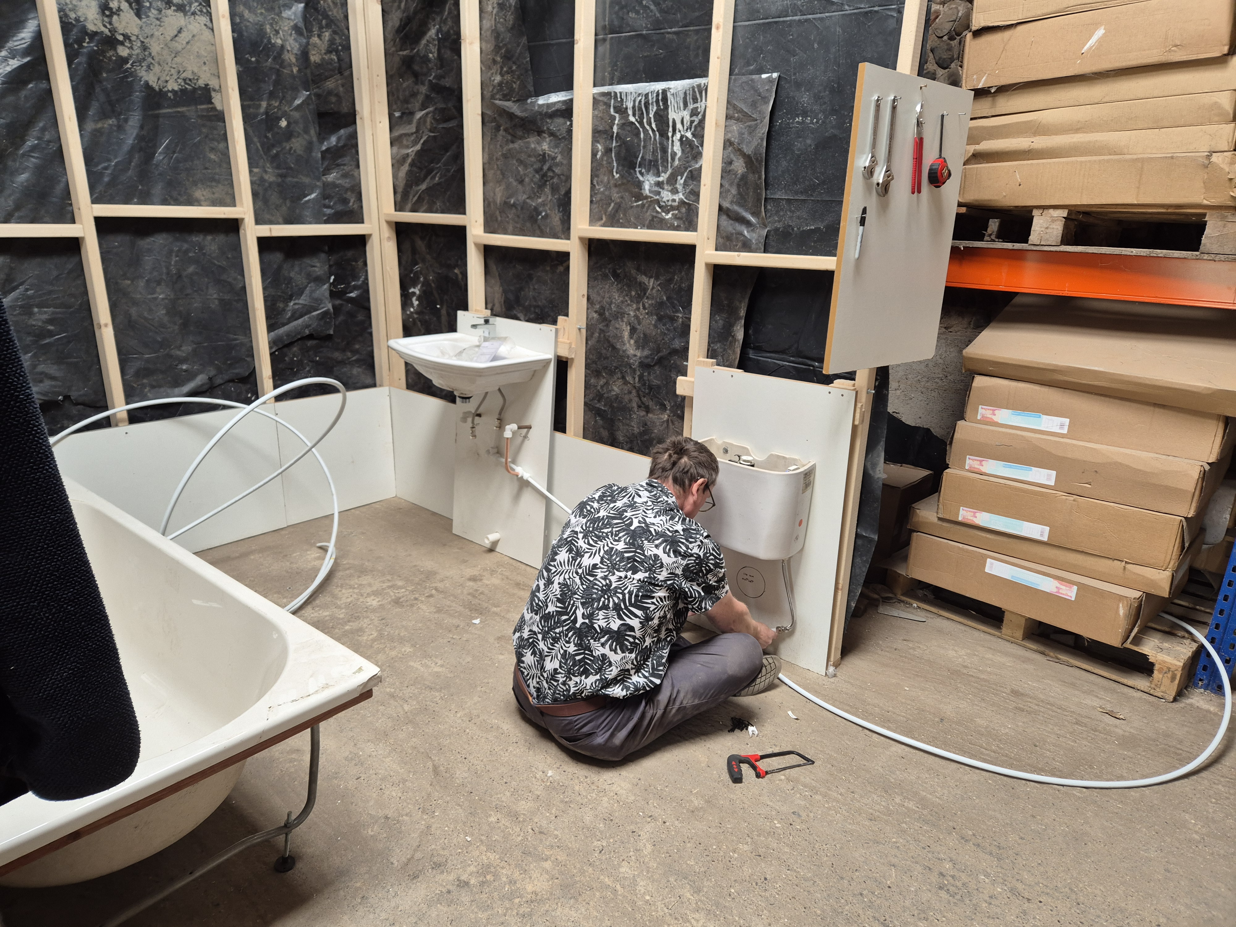 Bathroom fitting course session showing the practical training environment
